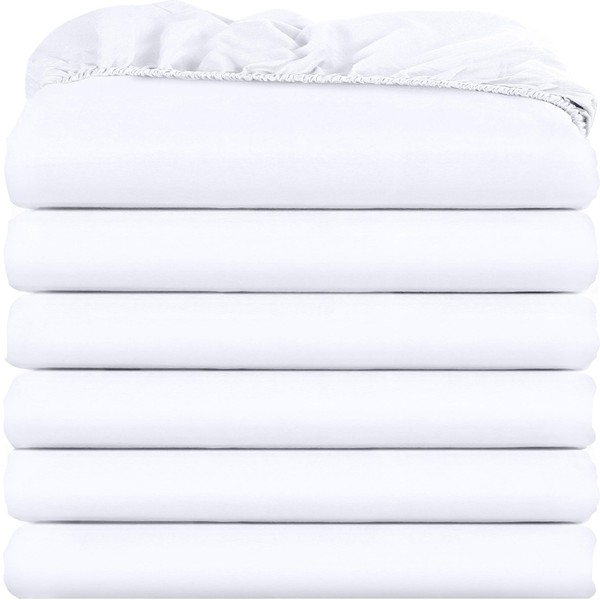 Utopia Bedding Full Fitted Sheets - Bulk Pack of 6 Bottom Sheets - Soft Brushed Microfiber - Deep Pockets - Shrinkage & Fade Resistant - Easy Care (White)
