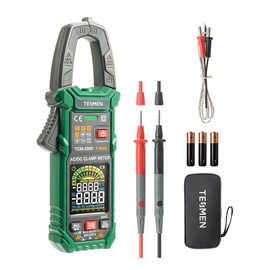 TESMEN TCM-300 Smart Clamp Meter Multimeter, 6000 Counts, Smart Measurement, Auto-Ranging with AC/DC Voltmeter, Non-Contact Voltage Detection, Measures AC/DC Volatge, Current, Resistance, Capacitance, Diode, Temperature, Continuity, Hz%, Live Wire - Mode