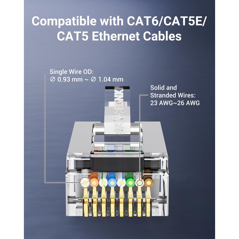 VCE 25-Pack Cat6 Shielded RJ45 Pass Through Connectors with RJ45