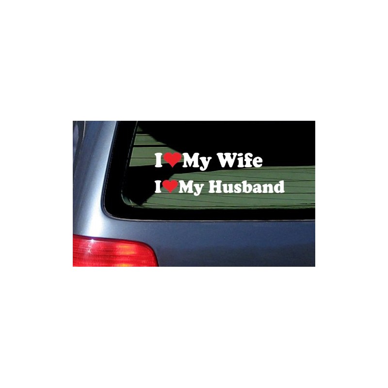 Set of 2 : I Love My Wife/Husband Car Decal