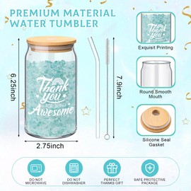 Funnymoom 7 Pcs Employee Appreciation Gift for Women Thank You Gift May You Be Proud Journal Makeup Bag Glass Tumbler Socks Ballpoint Pen Keychain for Women Coworker Teacher Employee Nurse(Blue Green)