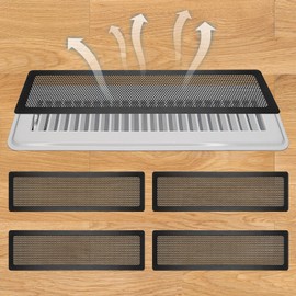 Floor Register Vent Cover, 2"x12" Sticky Air Vent Screen Mesh Covers for Home Floor/Wall/Ceiling Registers Air Vent Filters, Black (4 Packs)
