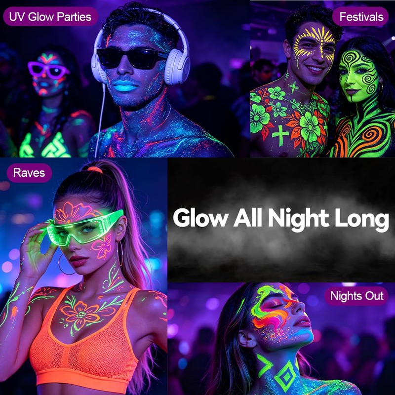 AOOWU Face Body Paint Cream, 3 Colours UV Make-Up Black