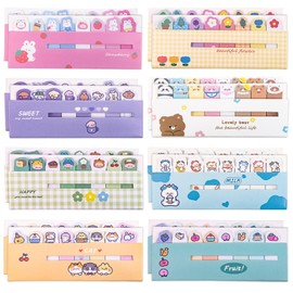 GTILE 16 Pack Cute Sticky Notes, Animals Plant Foods Mini Self-Stick Index Tabs, 8 Styles Bookmarks Memo Pad Sticky Note for Office School, 1920 Sheets