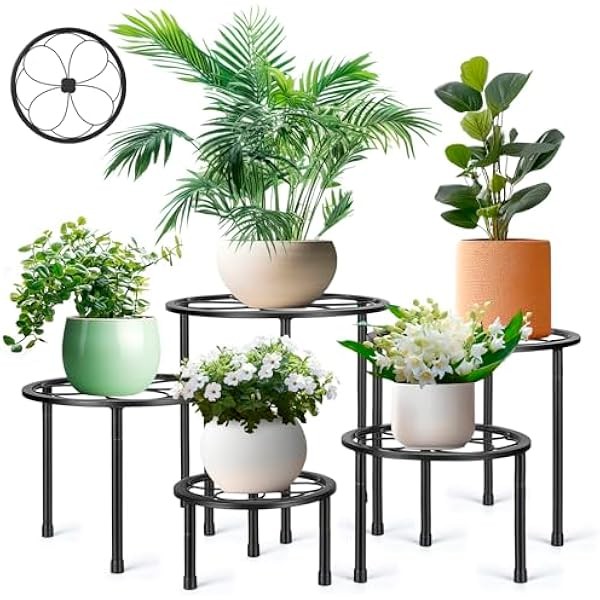 5 Pack Metal Plant Stand, Anti-Rust Iron Plant Stands for
