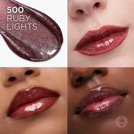 L'Oreal Paris Plump Ambition Hyaluron Lip Oil Shimmer, brillo labial 24 HR con ácido hialurónico, fórmula voluminizadora con brillo similar al vidrio,
