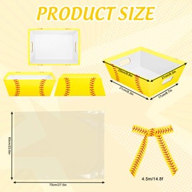 Whaline 12 Pack Softball Gift Basket Yellow Red Softball Basket Kit Empty to Fill with Clear Plastic Bags and Ribbon for Birthday Sports Party Favor Goodie Packaging