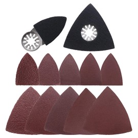 EMSea 102Pcs Oscillating Multi-Tool Finger Triangle Sanding Pads Accessories Kit Hook & Loop Sanding Disc Pad with 40/80/120/180/240 Sandpapers