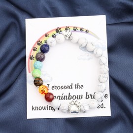 Gzrlyf Pet Memorial Bracelet Rainbow Bridge Pet Memorial Gifts I Crossed the Rainbow Bridge Knowing I was Loved Sympathy Gift (Dog Paw White Bracelet)