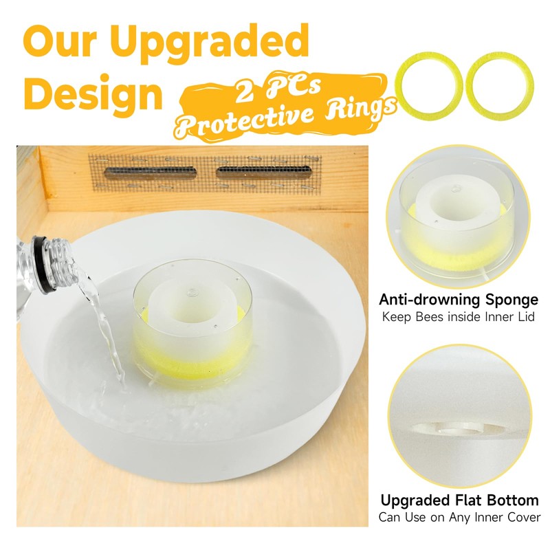 Upgraded Rapid Bee Top Feeder with Anti-Drowning Sponge Rings, Round