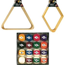 Viper by GLD Products Billiard Master Pool Ball Set, Wood Triangle Ball Rack, and Wood 9-Ball Rack, Muti