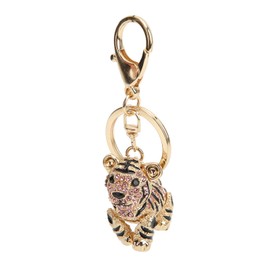 Kodrily 1PCS Tiger Keychain Sparkling Charm, Rhinestones Key Ring, Metal Finger Tiger Key Chain, Decorative Key Rings Tiger, 5 x 4cm / 2 x 1.6in for Car Keys Handbag Decor (Pink)