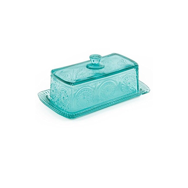 The Pioneer Woman Adeline Glass Butter Dish - Teal