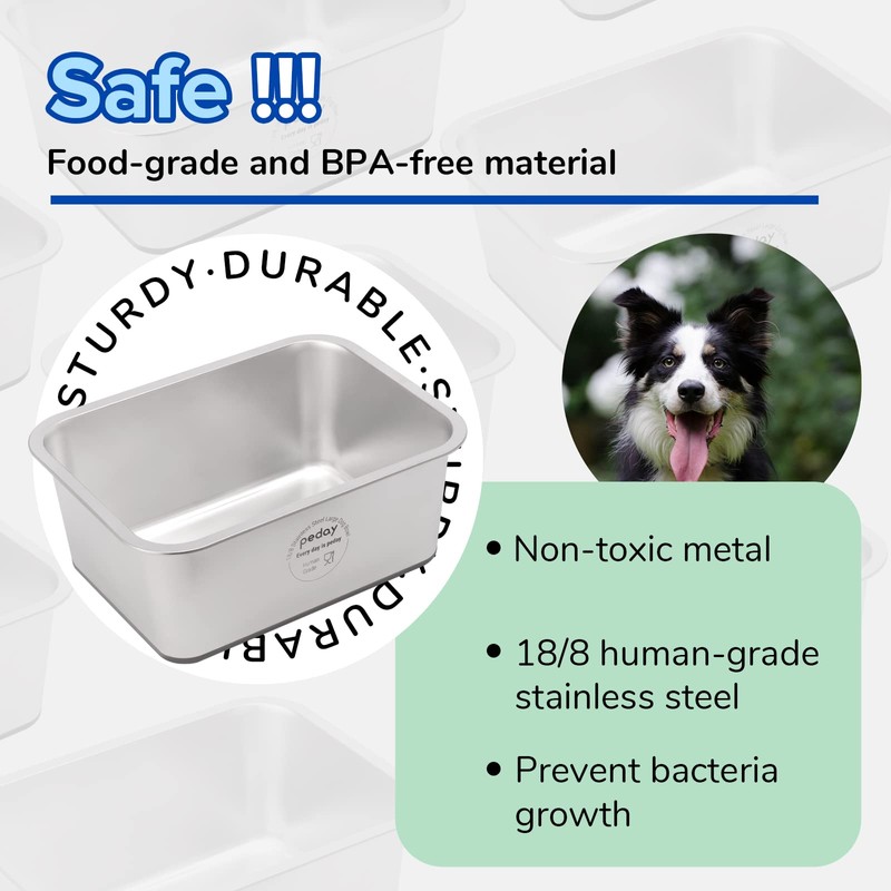 PEDAY 2.64 Gallon Extra Large Dog Water Bowl, 18/8 Human