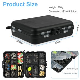 HOTUT Fishing Accessories Kit,204pcs Fishing Line Beads Gear Set,Sea Tackle Kit Including Hook, Brass Weight, Space Bean, Swivel, O-ring, Swivel Sequin with Tackle Box