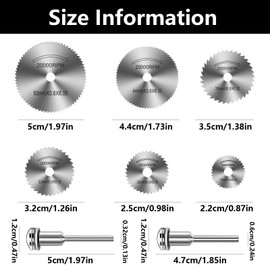 6 PCS Circular Saw Blades, Wood Cutting Disc for Angle Grinder Drill Cutting Disc, Cutting Wheel Set for Rotary Tool, for Wood Plastic Metal Cutting(with 2pcsmandrel)