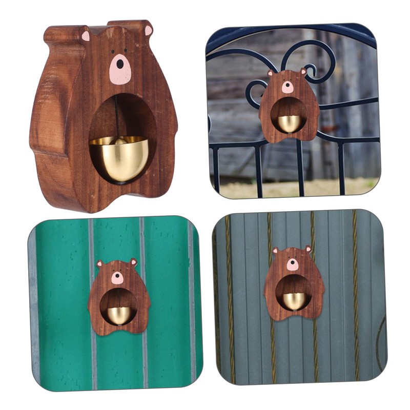 ORFOFE Brass Wood Bear Doorbell Magnetic Chime Entryway Bell Attractive