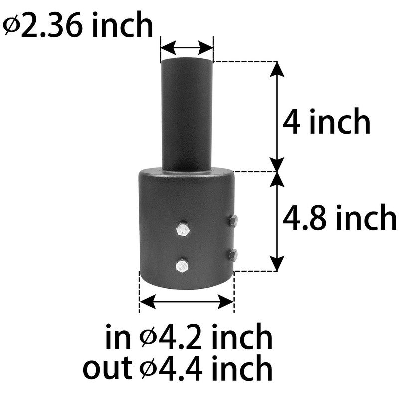 1000LED 4 Inch Round Pole Bracket Tenon Adapter, Single Vertical