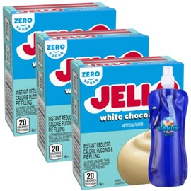 Candy Freezer Instant Pudding & Pie Filling Mix 1 oz Box Sugar Free (Pack of 3) with Collapsible Bottle (Zero Sugar White Chocolate) - Bottle