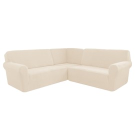 RTEY Corner Sofa Cover, Soft Thick Stretch L-shape Sectional Couch Protector Cover, Machine Washable, for Home Cafe Club Restaurant,5 Seater