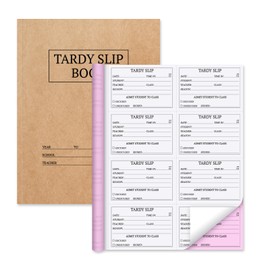 suituts 800 Pcs Tardy Books, 2 Part Carbonless Tardy Slip Book, Teacher Slips、Tardy Passes for School, Perforated & Easy Removal (White and Pink)