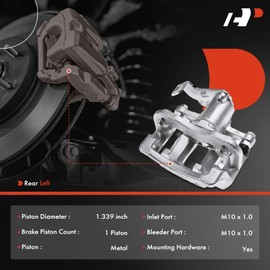 A-Premium Disc Brake Caliper Assembly with Bracket Compatible with Select Kia Models - Rio 2012 2013 2014 2015 2016 2017 - Rear Left Driver Side