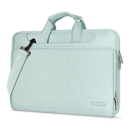 MOSISO 360 Protective Laptop Shoulder Bag Compatible with MacBook Air/Pro, 13-13.3 inch Notebook, Compatible with MacBook Pro 14 inch M3 M2 M1 2024-2021, Matching Color Sleeve with Belt, Mint Green