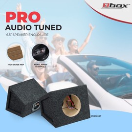 Bbox Pro Audio Tuned 6.5" Speaker Enclosures - Premium Speakers to Enhance Sound and Bass - Nickel Finish Terminals for Car or Truck - 18 Gauge Audio Cables - Speaker Set of 2 (Charcoal)