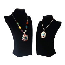 Made in Cosmos Jewelry Stable Faux Leather PU Material Gold Silver Black White Store Artist Necklace Stand Exhibition Display Torso (9.8 inches (25 cm) Black Velvet)