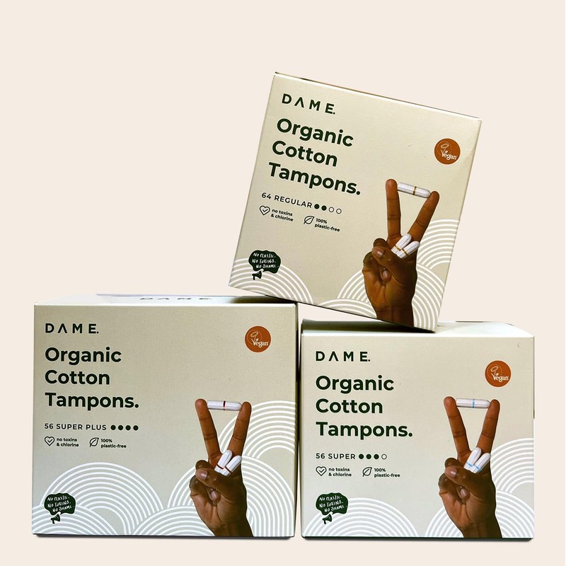 DAME - Toxin-Free Super Tampons (56 Tampons) | 100% Organic
