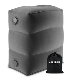 Maliton Inflatable Travel Foot Rest Pillow, Airplane Bed for Kids, Car Foot Leg Rest Pillow, Adjustable Height for Airplane, Car, Train, Home, Office(Dark Grey, 1 Pack)