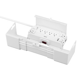Legrand - Wiremold Cable Management Kit, White Cord Hider with Cable Management Box, Wiremold Outlet Box with 8 Outlets, Wire Management Box 4 x 9.6 x 5.1 inches, CCBP8-WH