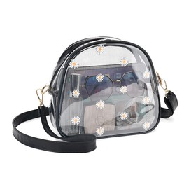 LOXOMU Clear Crossbody Purse for Women, Small Clear Purse Stadium Approved, See Through Clear Shoulder Bag, Black
