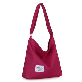 Covelin Women's Retro Large Size Canvas Shoulder Bag Hobo Crossbody Handbag Casual Tote Persian plum