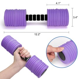 Aquatic Exercise Dumbbells, Water Weights for Pool Exercise, 2PACK EVA Foam Water Dumbbells for Youth Women Water Workouts, Swimming Training (Purple)
