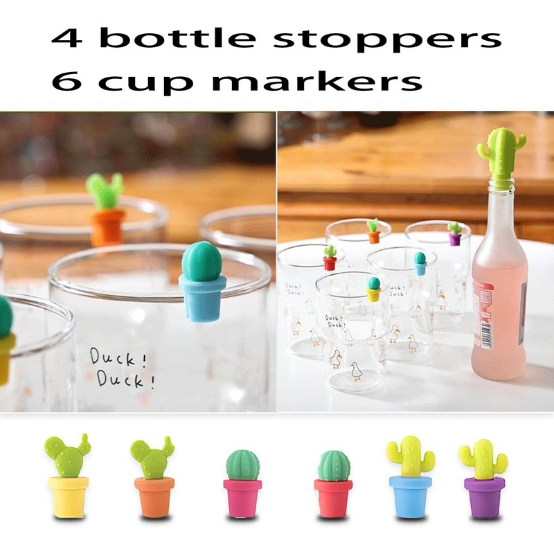 Cactus Silicone Wine Bottle Stoppers,Cute Wine Accessories, Reusable Wine Beverage