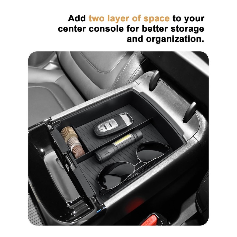 Double-Layer Center Console Organizer For 2025 Hyundai Tucson(Limited)/2025 Tucson Hybrid(Blue/SEL
