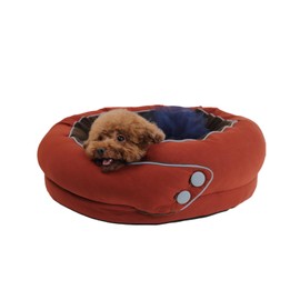 Cuddler Dog Bed for Small and Medium Dogs Up to 30 lbs, Bolstered Round Cozy Pet Bed with Double Sided Mat for All Season Comfort (Orange, Medium)
