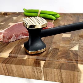 Meat Tenderizer Hammer, Double-Sided Zinc Alloy Meat Tenderizer Food-Grade Meat Pounder Metal Meat Tenderiser with Ergonomic Handle for Home Steak Meat Cooking(Gold)