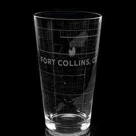FORT COLLINS COLORADO Engraved City Street Map Beer Pint Glass | Perfect Drinking Gift Idea & Unique Decor!