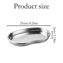 Tabanzhe Stainless Steel Kidney Tray-8 Inch Metal Kidney Dish Professional Surgical Curved Tray Reusable Instrument Lab Tray for Medical Dental Use