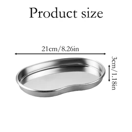 Tabanzhe Stainless Steel Kidney Tray-8 Inch Metal Kidney Dish Professional Surgical Curved Tray Reusable Instrument Lab Tray for Medical Dental Use