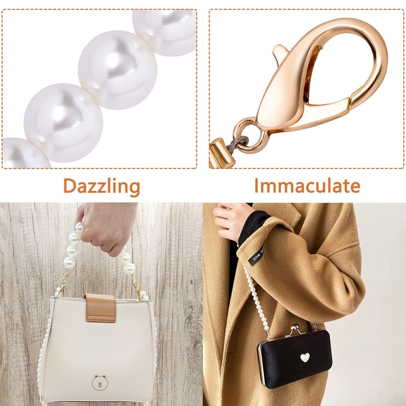 HAOBIN Pack of 2 Pearl Handle Chain Bag Chain Pearl