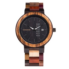 KINGNOW Men's Wristwatch, Wristwatch, Stylish, Wooden Watch, Lightweight, Japanese Quartz Wristwatch, Birthday Gift, Christmas Gift, Anniversary Gift, Anniversary Gift, brown - men, Bracelet Type