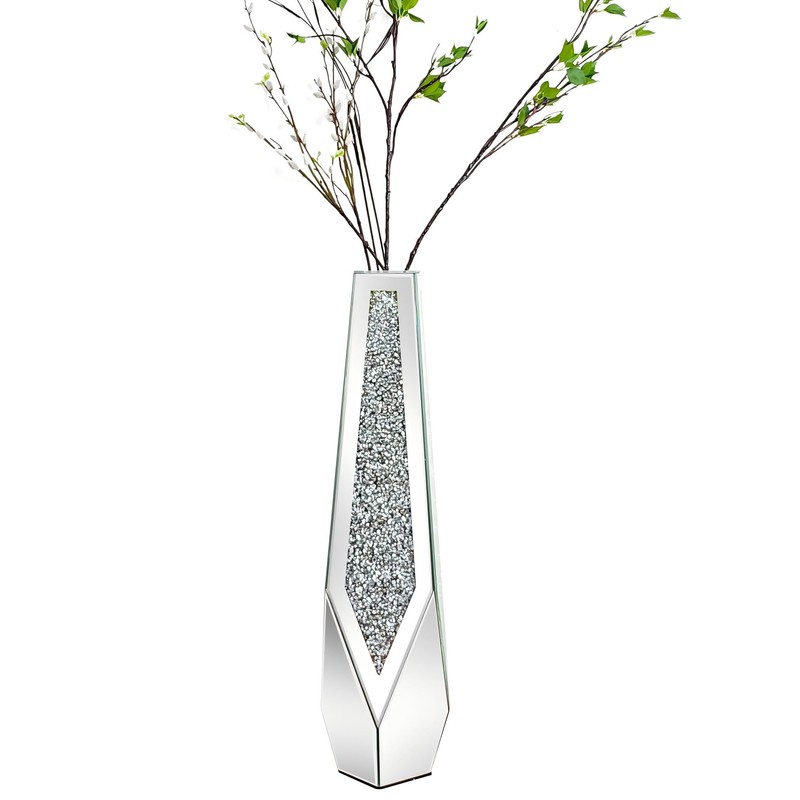 Artloge Mirror Floor Vase Crushed Diamond Silver Bling Centerpiece 33.6
