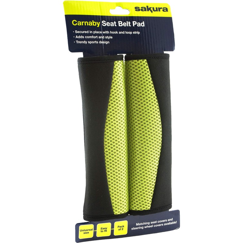 Sakura Seat Belt Pads SS5323 - Carnaby Green/Black - Hook