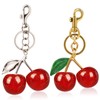 Wincredulous 2pcs Cherry Charms Keyrings,Red Cherry Charms+ Green Silver Leaf