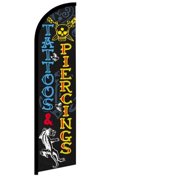 TATTOO PIERCING - Windless Swooper Feather Flag 2.5x11.5 ft Tall