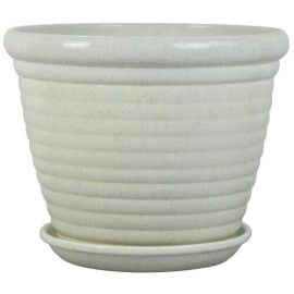 Trendspot 12" White Plastic Honey Jar w/ Saucer Indoor Outdoor Flower Herb Large Pot