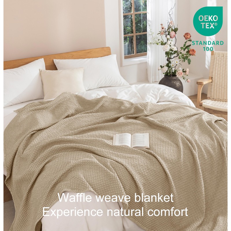 Talasily 100% Cotton Blanket Queen Size for Bed - Lightweight